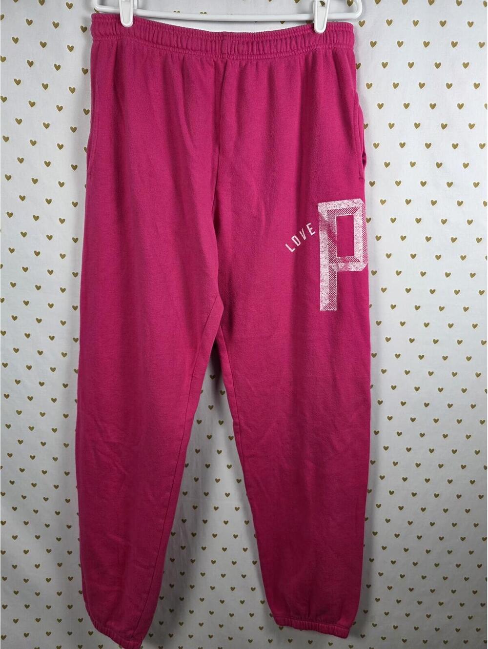 Victorias Secret PINK Logo Sweatpants Joggers Sweats Long MEDIUM
